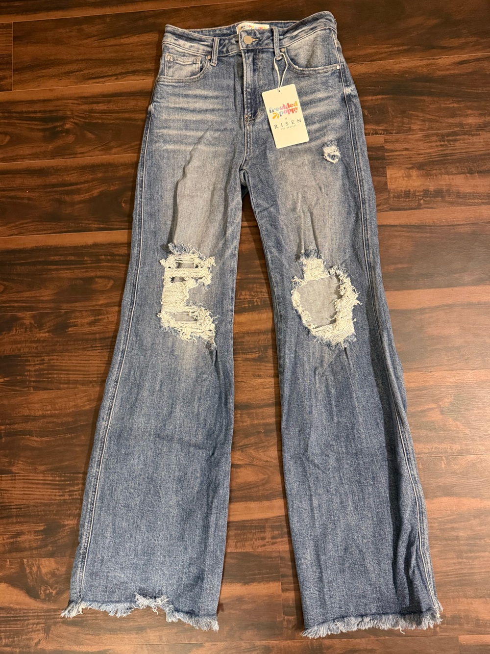 Freckled Poppy Risen Distressed Flare Bottom Jeans NWT!